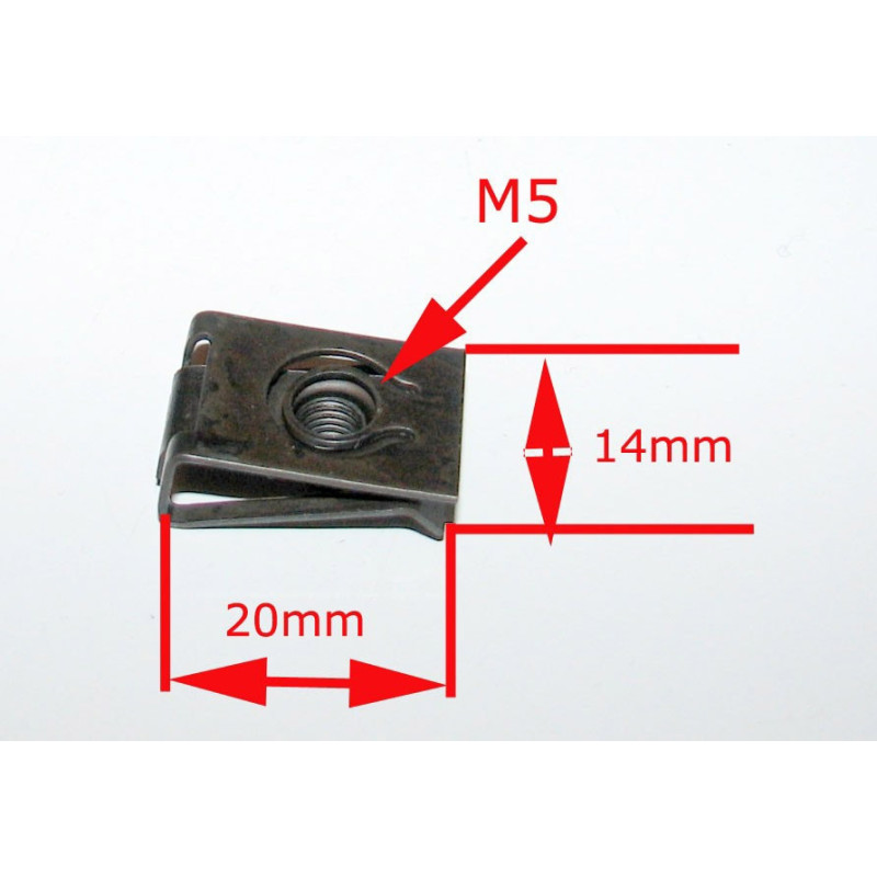 Agrafe carrosserie M5 grand modele Clip écrou 20x14mm pour vis diamètre 5  épaisseur de tôle 0,5-2mm