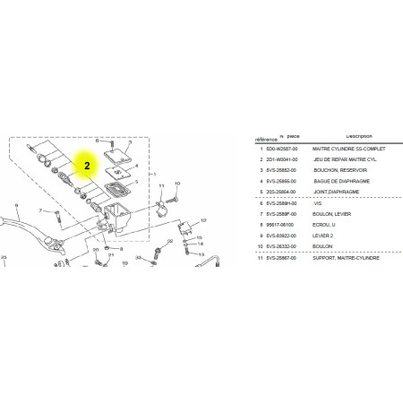 KIT REPARATION MAITRE CYLINDRE FREIN AVANT XT1200Z  2D1-W0041-00