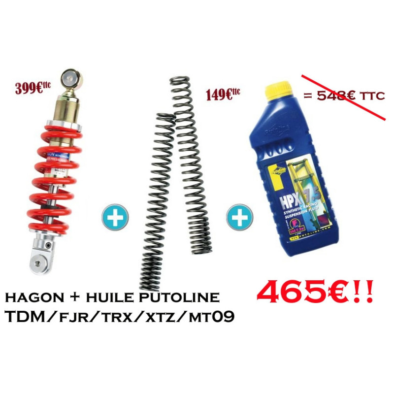 AMORTISSEUR HAGON+ RESSORTS FOURCHE PROGRESSIFS + HUILE PUTOLINE  XTZ 660 TENERE 1991/1996