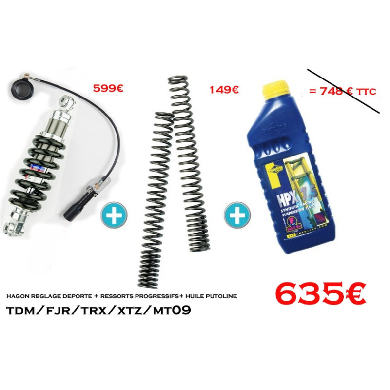 AMORTISSEUR HAGON+ RESSORTS FOURCHE PROGRESSIFS + HUILE PUTOLINE  XTZ 660 TENERE 2009-2015