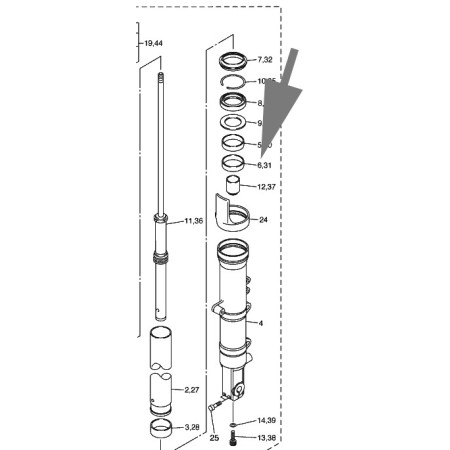 COUSSINET INFERIEUR FOURREAU DE FOURCHE 1300 FJR 2006-2015