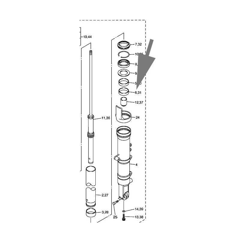 COUSSINET INFERIEUR FOURREAU DE FOURCHE 1300 FJR 2006-2015