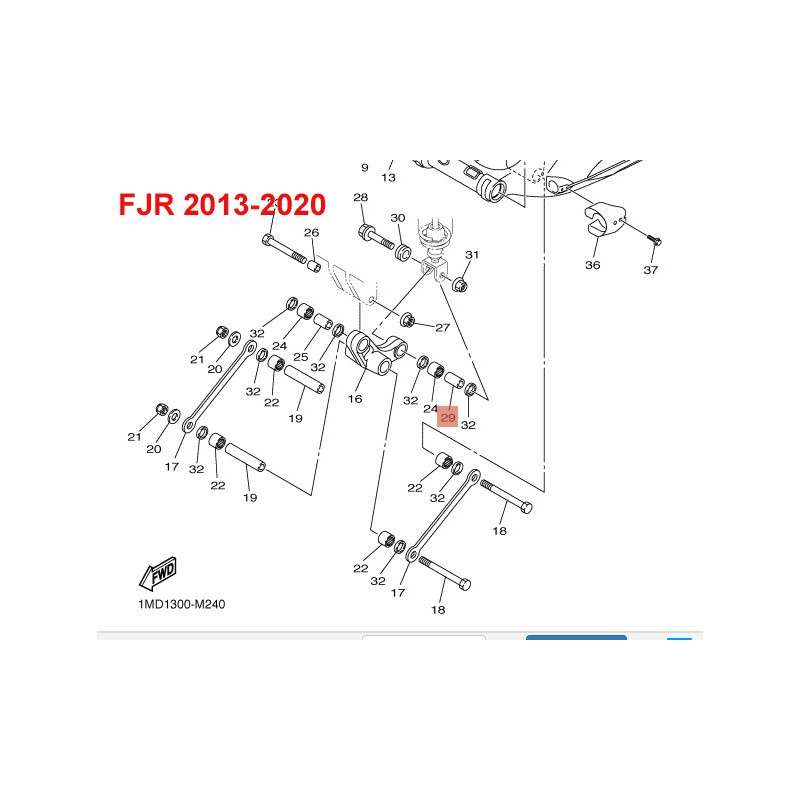 TUBE DE ROULEMENT BASCULEUR COTE AMORTISSEUR 1300 FJR 2013-2020