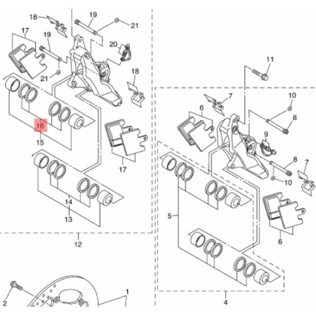 KIT JOINTS ETRIERS HAUT AVANT DROIT ORIGINE 1300 FJR 2006 2015 3P6-W0047-20