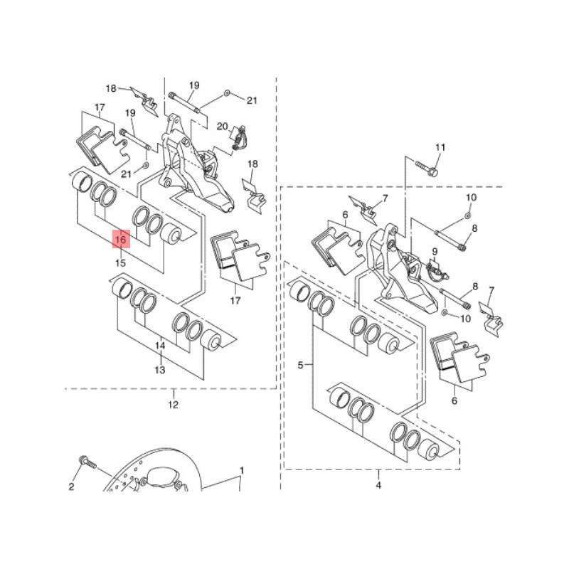 KIT JOINTS ETRIERS HAUT AVANT DROIT ORIGINE 1300 FJR 2006 2015 3P6-W0047-20