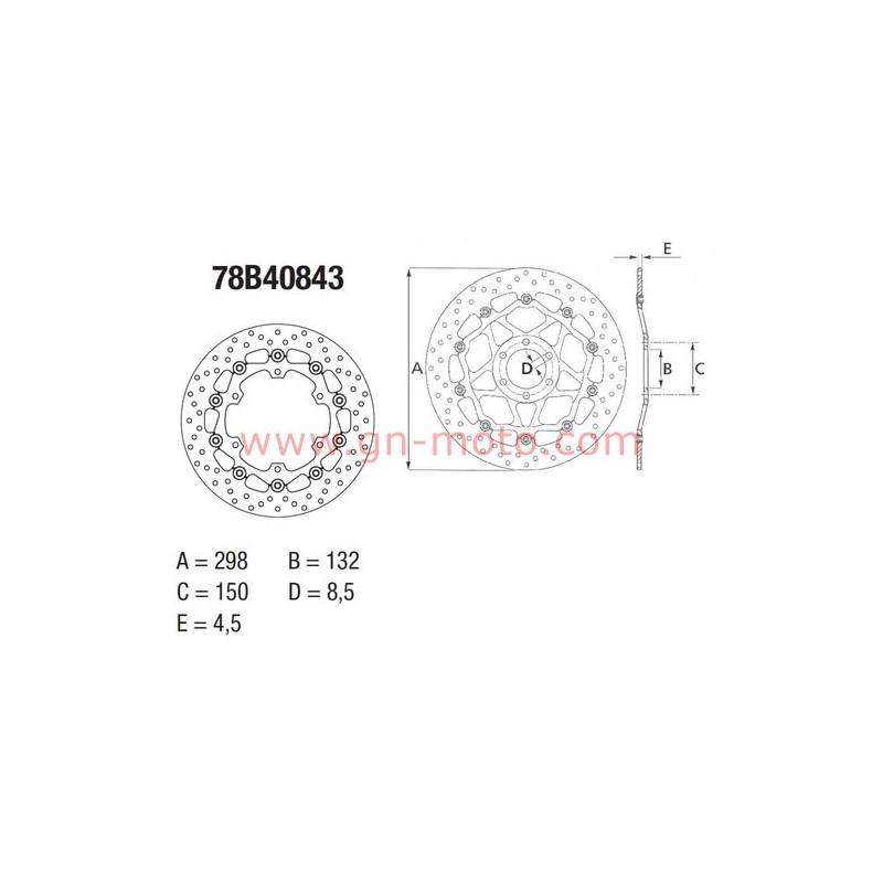 660 XTZ 2008-2013 : DISQUE FREIN AVANT FLOTTANT BREMBO ORO 78B40843