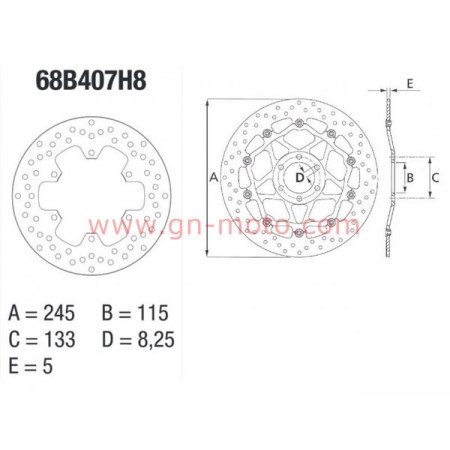 660 XTZ 2008-2013 : DISQUE FREIN ARRIERE BREMBO ORO 68B407H8