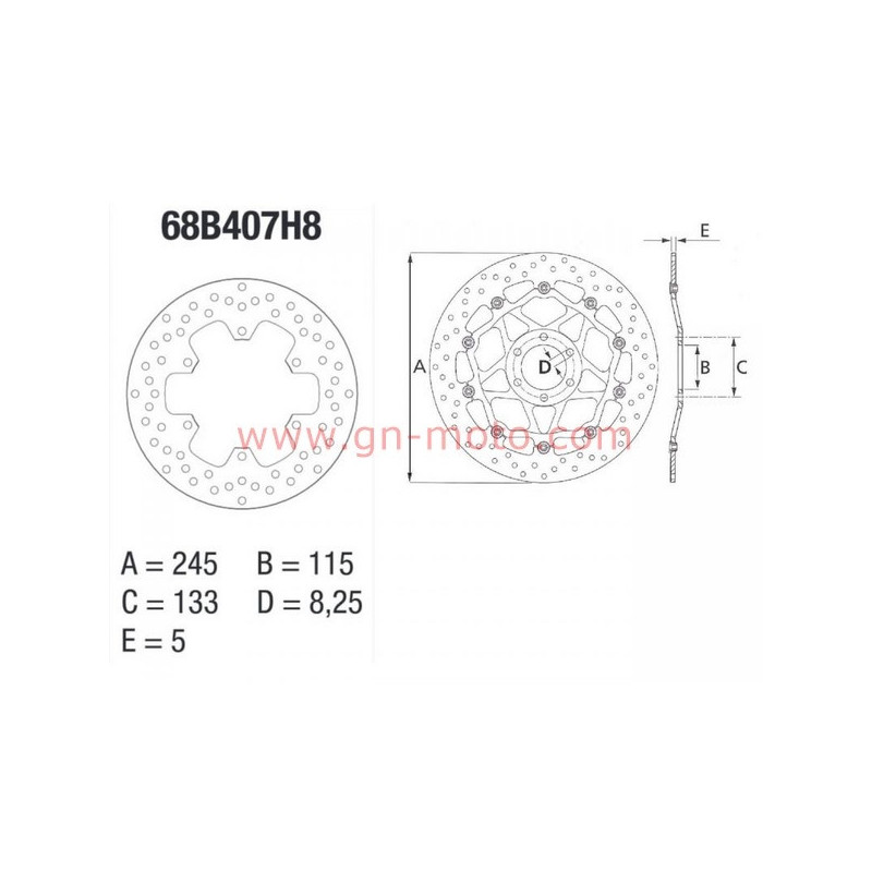 660 XTZ 2008-2013 : DISQUE FREIN ARRIERE BREMBO ORO 68B407H8