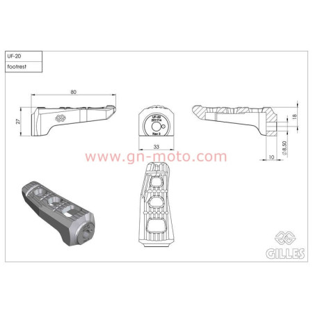 REPOSE-PIEDS PILOTE GILLES TOOLING TOURING NOIR  MT09 TRACER 2014-2020