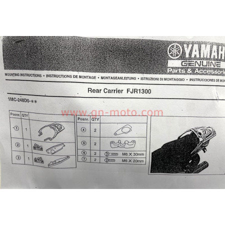 SUPPORT TOP CASE ALU YAMAHA 1300 FJR 2006-2020