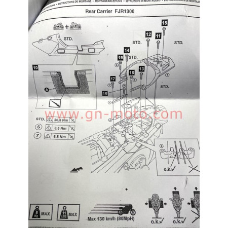 SUPPORT TOP CASE ALU YAMAHA 1300 FJR 2006-2020